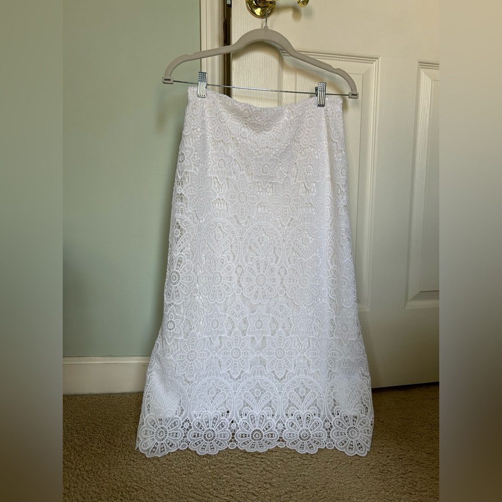 NWT Abercrombie white lace midi skirt